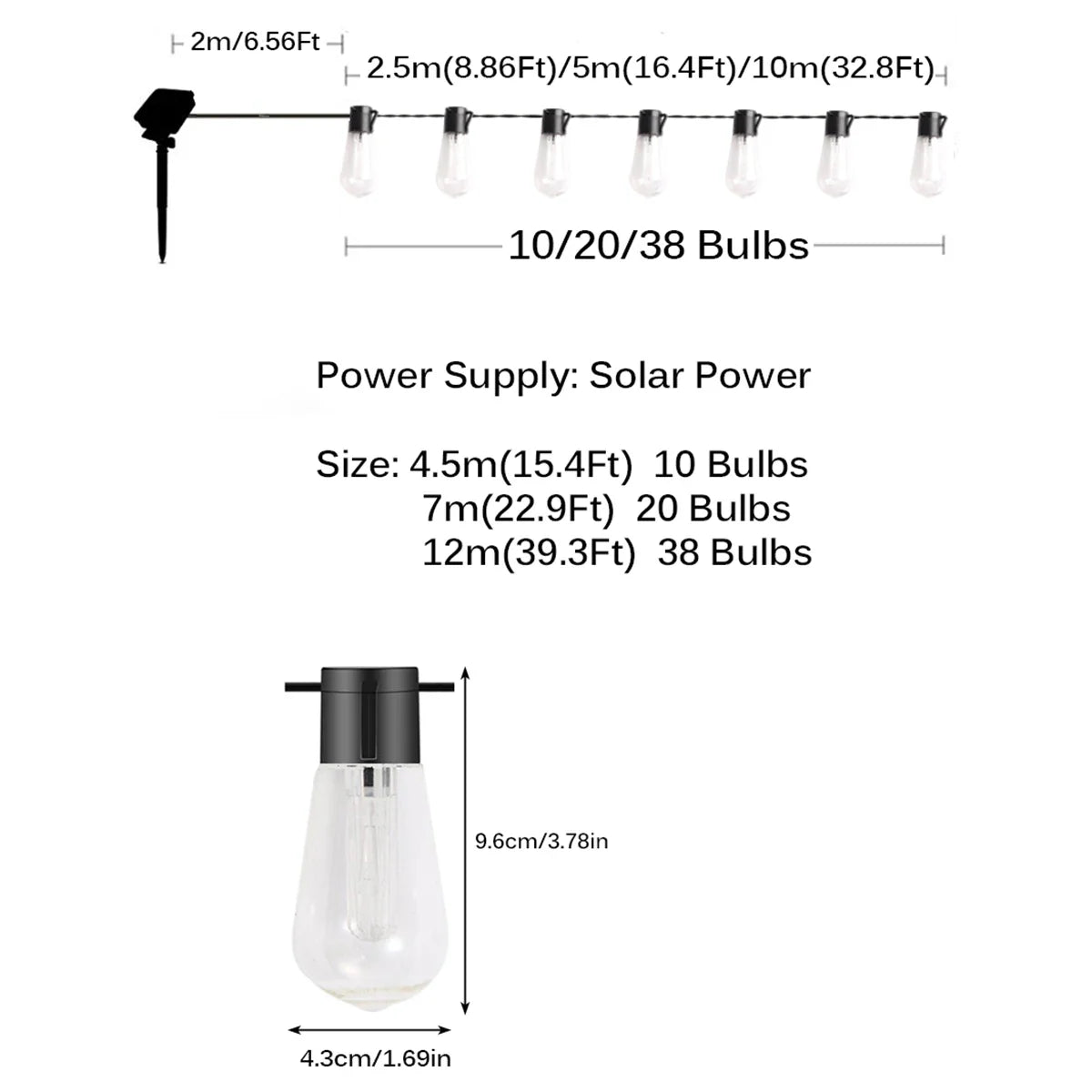 Solar LED-Lichterkette mit Kugelleuchten