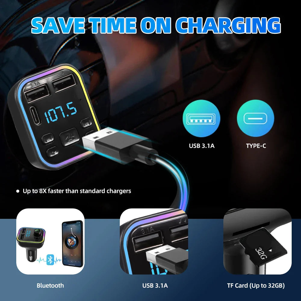 Bluetooth FM Transmitter mit Schnellladefunktion