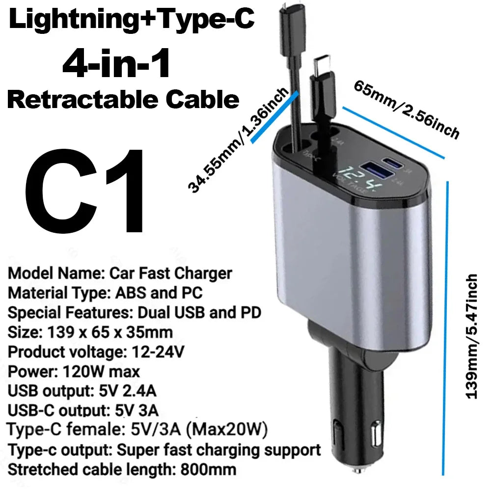 Ausziehbares Auto Ladegerät mit Sternenlicht
