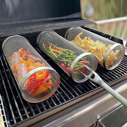 Grillkorb zum Rollen aus Edelstahl