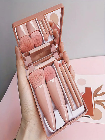 5-teiliges Reise Make-up Pinselset mit Spiegel